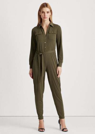 Jumpsuits Ralph Lauren Mujer Verde Oscuro Oliva - Buttoned Jersey - DPQJA6725